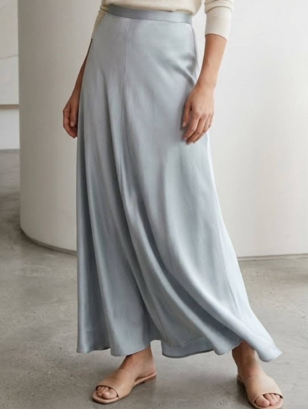 Nwt Kate Spade Silk Charmeuse Midi Skirt In Pale Blue Size 14